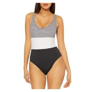 BLEU Women's Black Stretch Tank Removable Cups One Piece Swimsuit 4